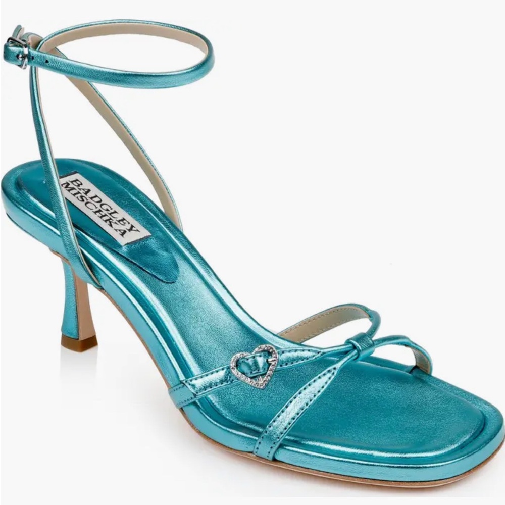 SOLD —- Badgley Mischka Seafoam Green Ankle Strap Heels